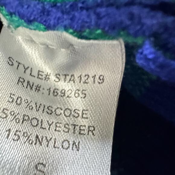 Threaded Leaf Dinosaur Knit Sweater Blue Pullover Womens S - Picture 5 of 8